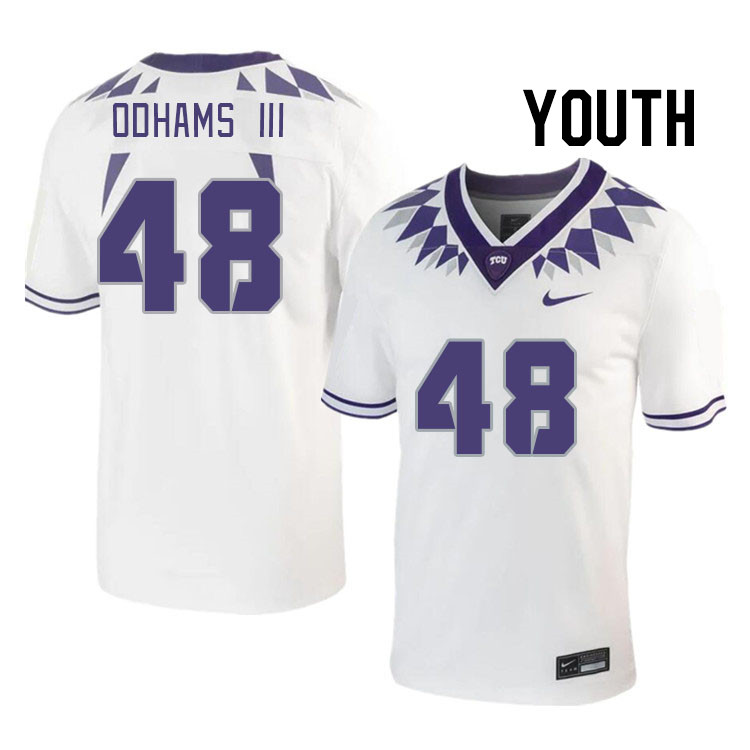 Youth #48 Zimbalist Odhams III TCU Horned Frogs 2023 College Footbal Jerseys Stitched-White - Click Image to Close